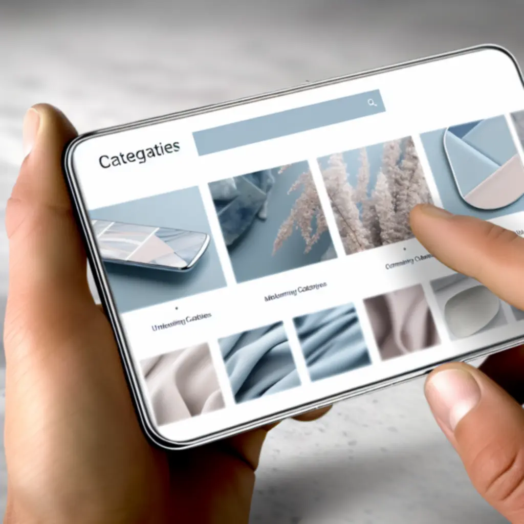 Widok mobilnego menu kategorii na smartfonie