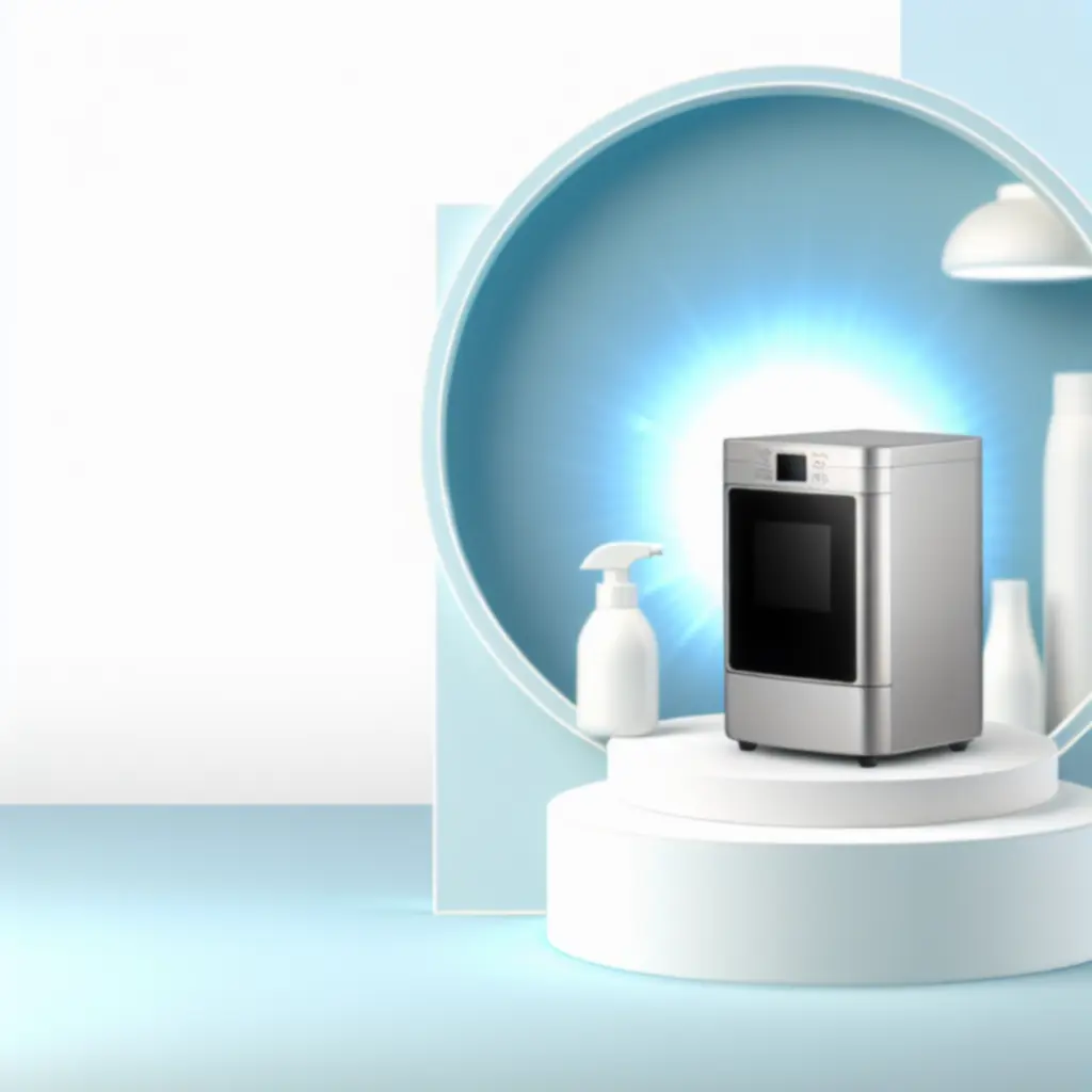 Pojedynczy produkt w nowoczesnym, niebieskim otoczeniu